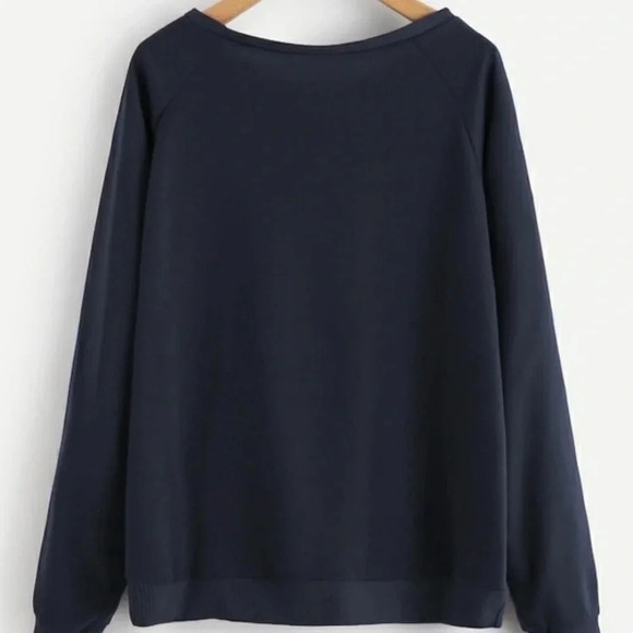 USA NEW WOMENS SWEATSHIRT AMERICA FLAG BLUE TOP SHIRT SIZE 6 M - Picture 4 of 5